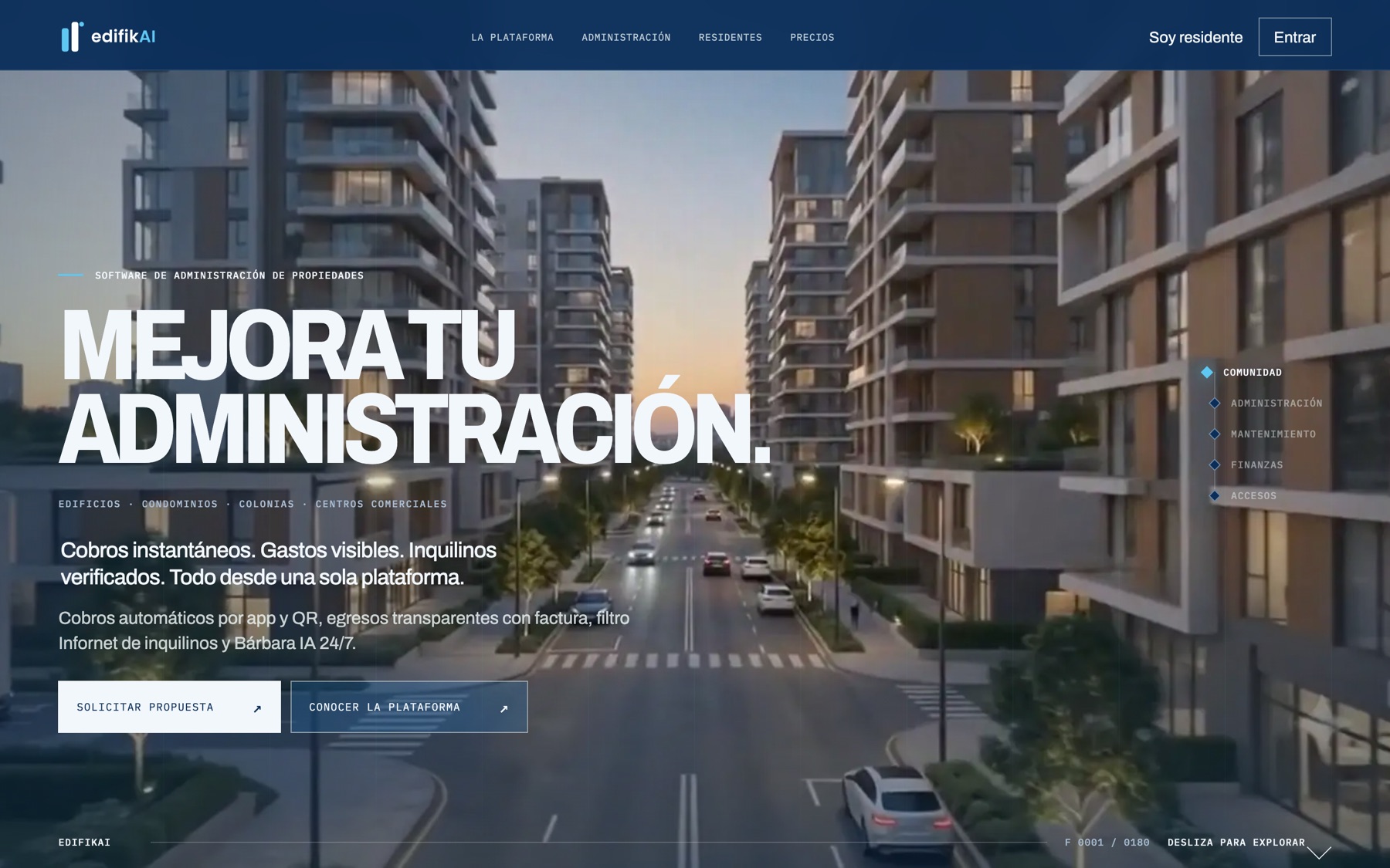 Portada de la plataforma EdifikAI para administración de edificios y condominios